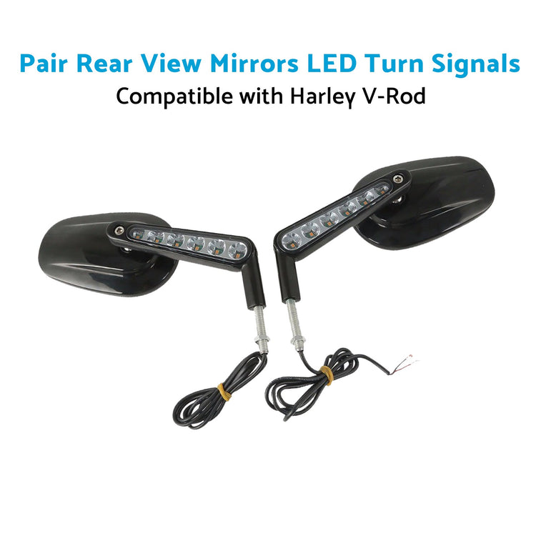 2x Rear View Mirrors LED Turn Signals Muscle Suitablefor Harley Davidson V - Rod - Frazy's Auto Parts