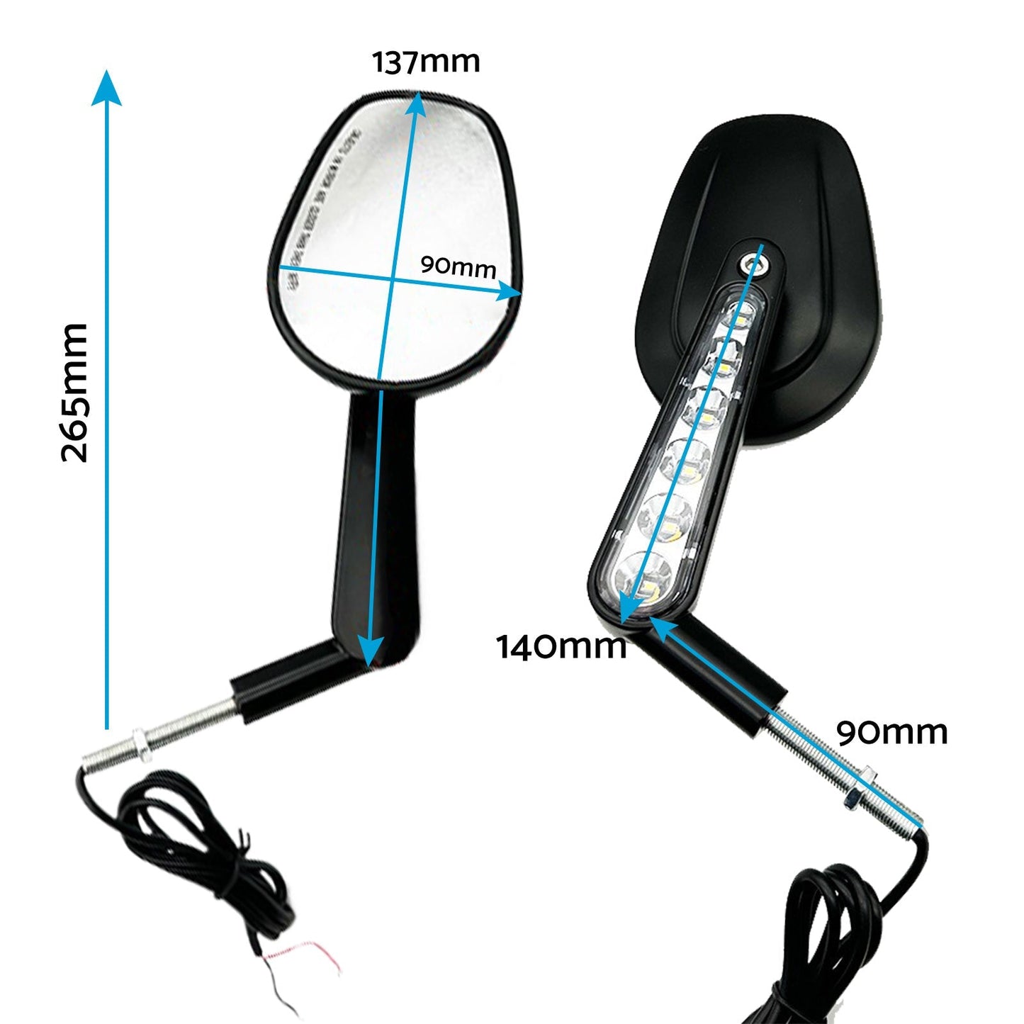 2x Rear View Mirrors LED Turn Signals Muscle Suitablefor Harley Davidson V - Rod - Frazy's Auto Parts