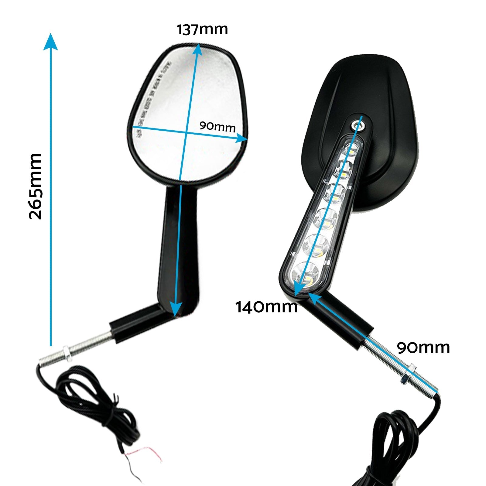 2x Rear View Mirrors LED Turn Signals Muscle Suitablefor Harley Davidson V - Rod - Frazy's Auto Parts