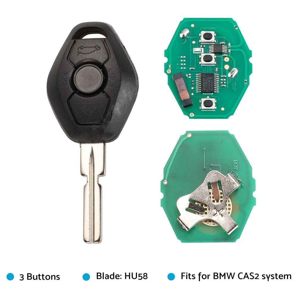 3 Buttons 315MHz Complete Remote Car Key w or Chip ID46 Suitable for BMW 3 5 Series X3 CAS2 - Frazy's Auto Parts