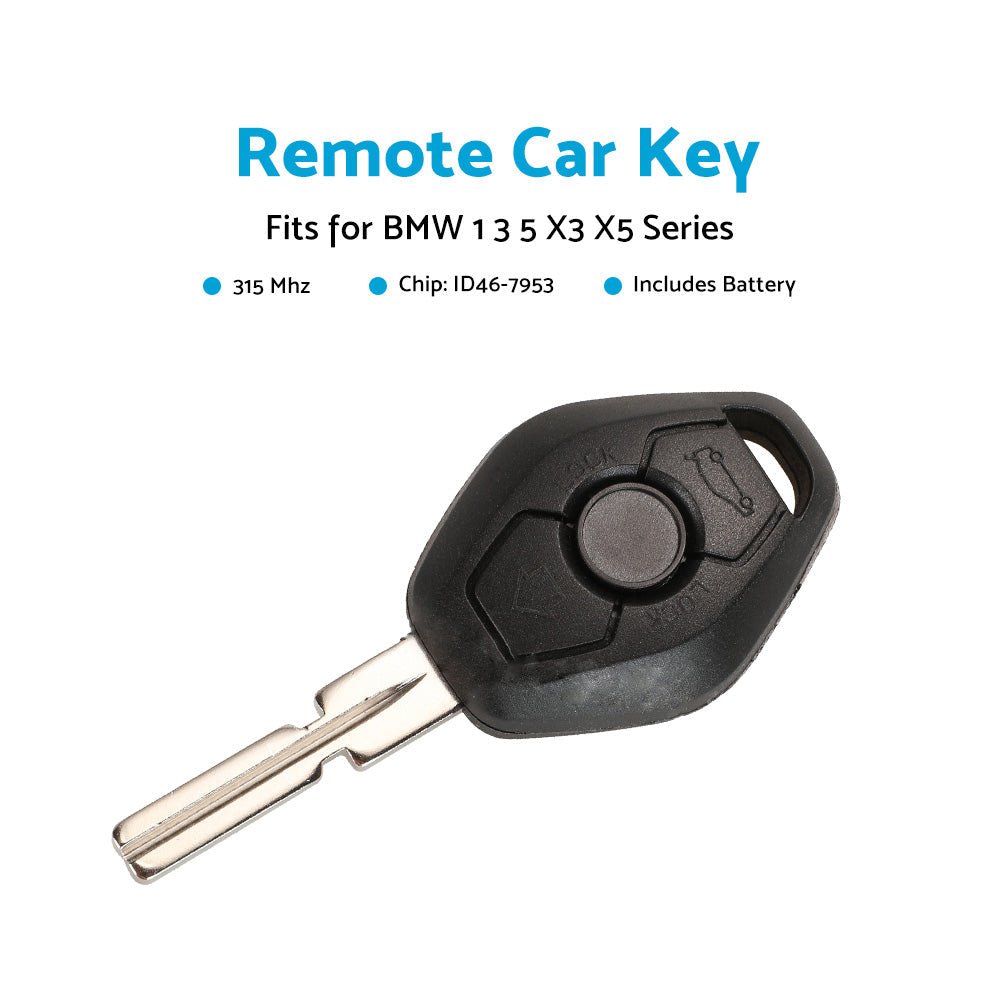 3 Buttons 315MHz Complete Remote Car Key w or Chip ID46 Suitable for BMW 3 5 Series X3 CAS2 - Frazy's Auto Parts