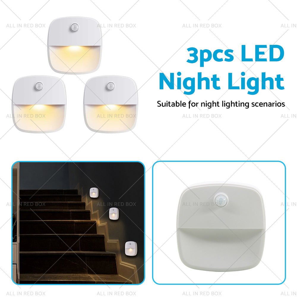 3 PCS Cordless Battery - Powered LED Night Light Motion Sensor Light - Warm White - Frazy's Auto Parts