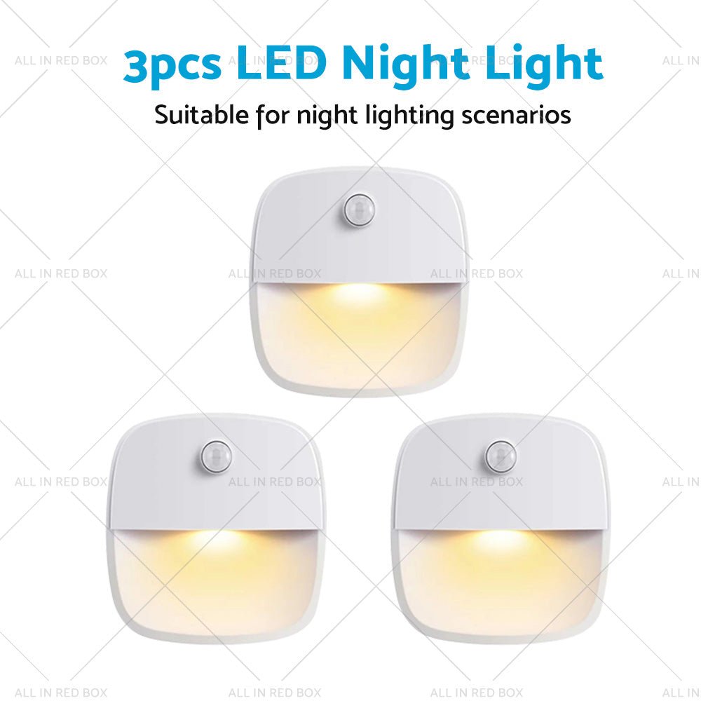 3 PCS Cordless Battery - Powered LED Night Light Motion Sensor Light - Warm White - Frazy's Auto Parts