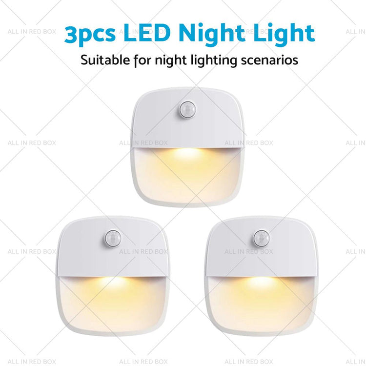 3 PCS Cordless Battery - Powered LED Night Light Motion Sensor Light - Warm White - Frazy's Auto Parts