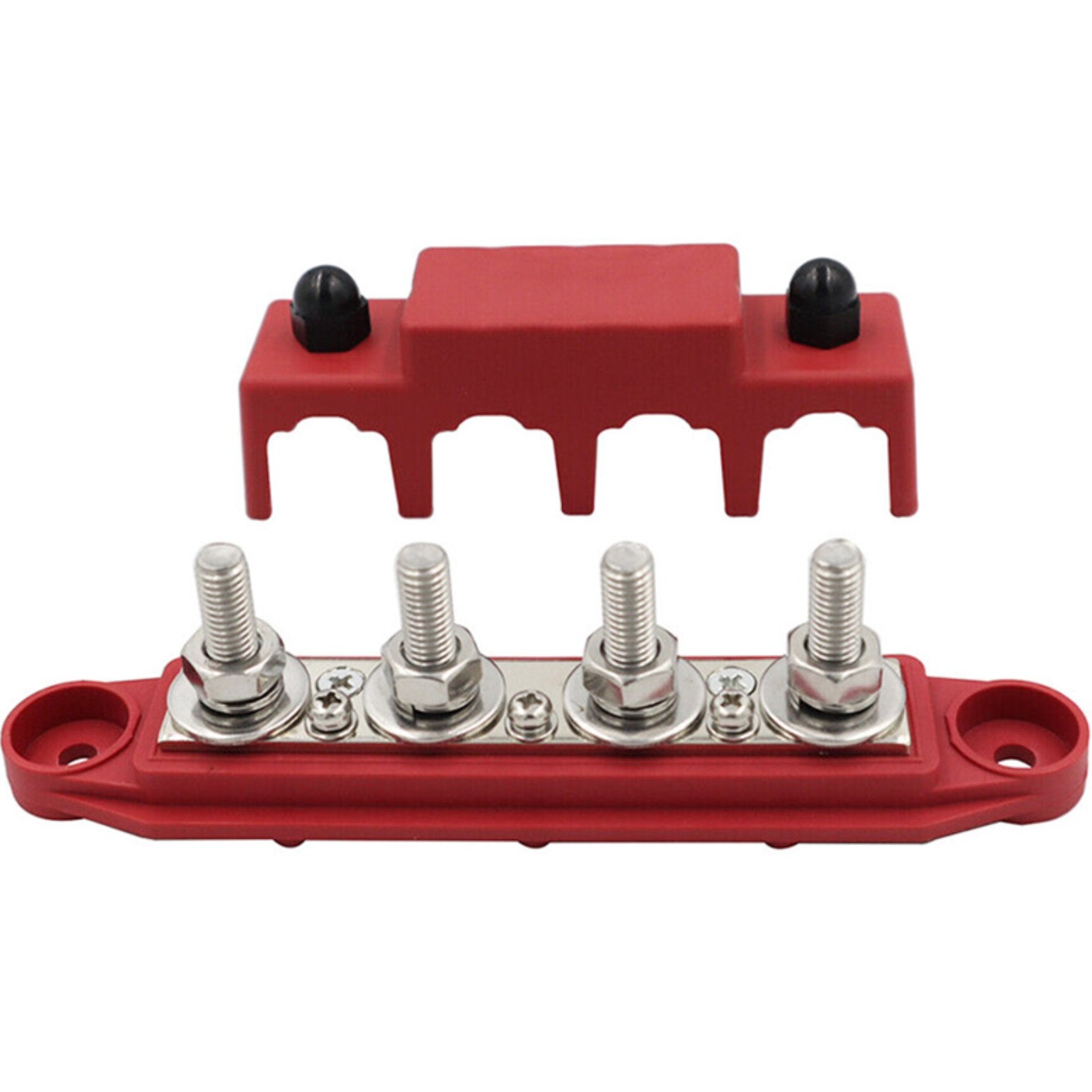 2x M8 4-Post 250A DC 48V Studs Bus Bar Power Distribution Box Terminal Block Suitable For Heavy Duty Applications-1