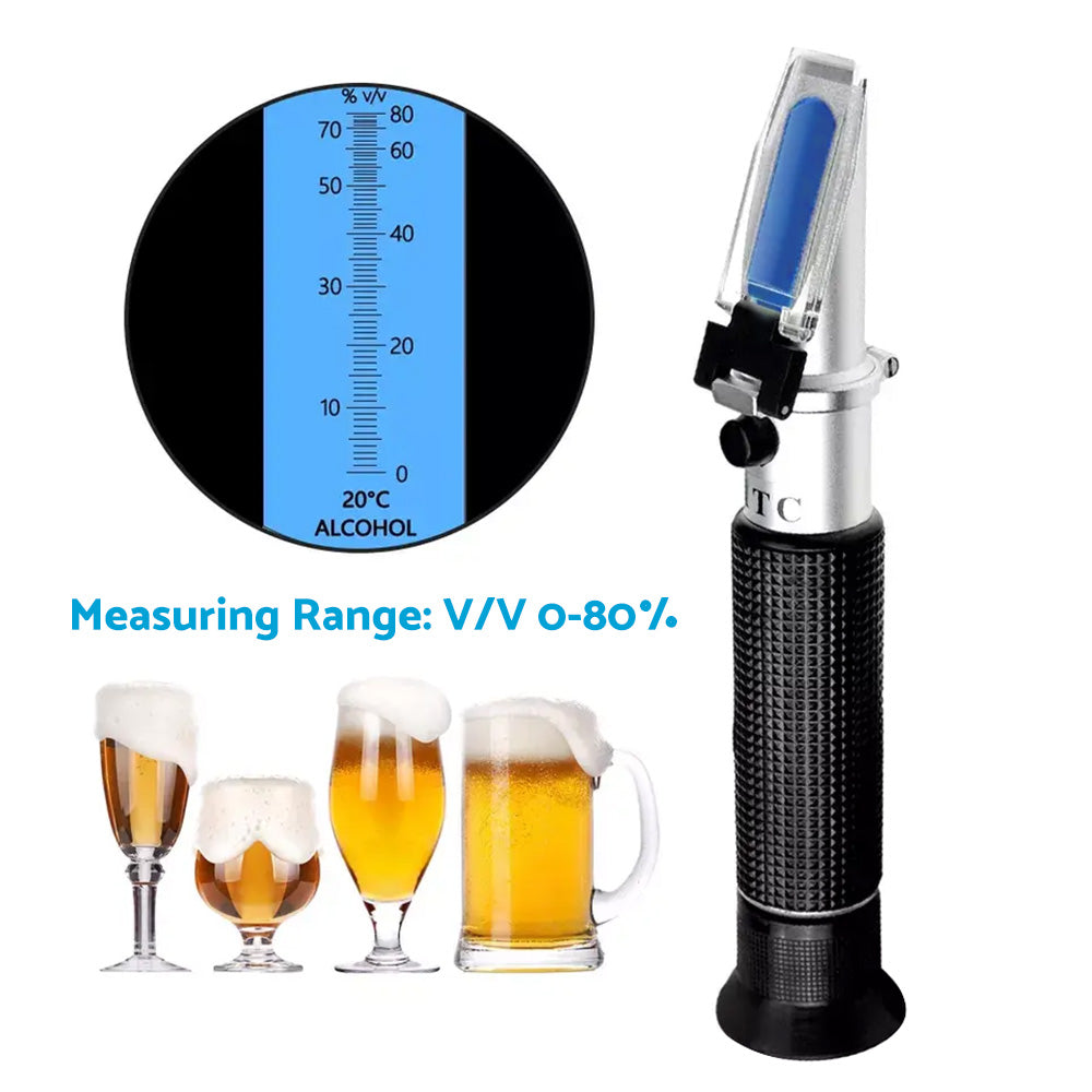 ATC Alcohol Refractometer Liquor Volume Percent Tester 0-80percent Measuring Range-2