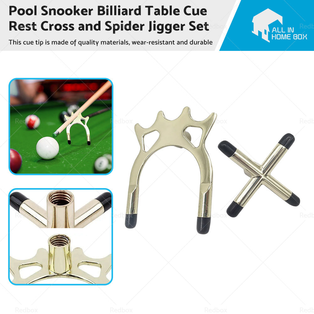 Pool Snooker Billiard Table Cue Rest Cross and Spider Jigger Set-0
