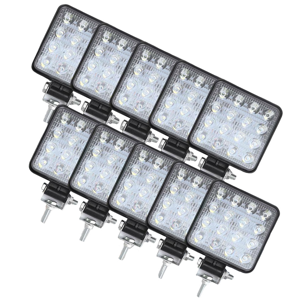 10x 4" Flood LED Work Lights 80W 12V Square IP68 Suitable For Vehicle/Boat-1