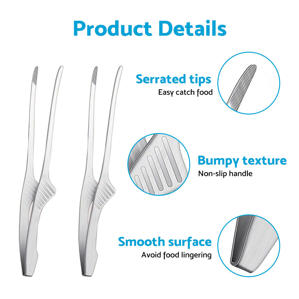 4x Korean & Japanese BBQ Self-Standing Grill Tongs Suitable For Non-Slip Cooking-2