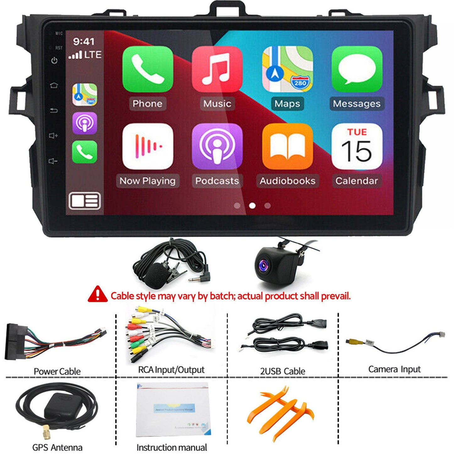 In-Dash Units 9" Touch Screen Stereo CarPlay Suitable For Toyota Corolla 2009-13-5