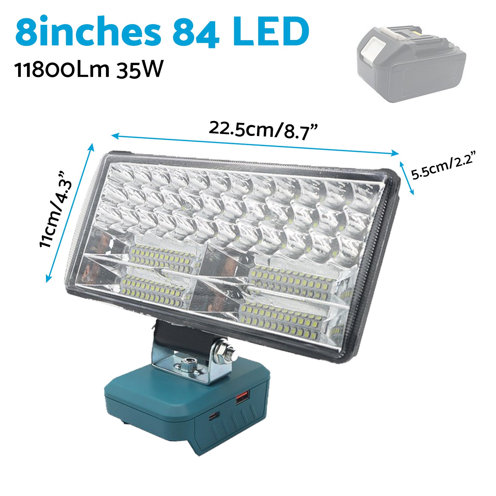 8in LED Work Light Suitable For Makita 18V Li-Ion Battery Workshop Flashlight-2