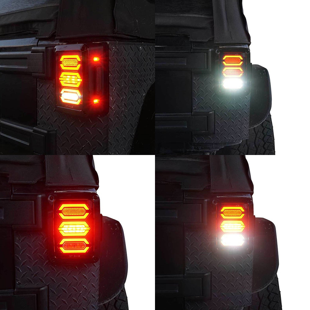 Smoked LED Tail Lights Rear Lamp Suitable For Jeep Wrangler JK 2007-2017-3