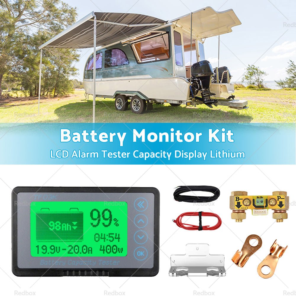 350A MAX 500A LCD Alarm Tester Capacity Display Lithium Battery Monitor Caravan - Frazy's Auto Parts