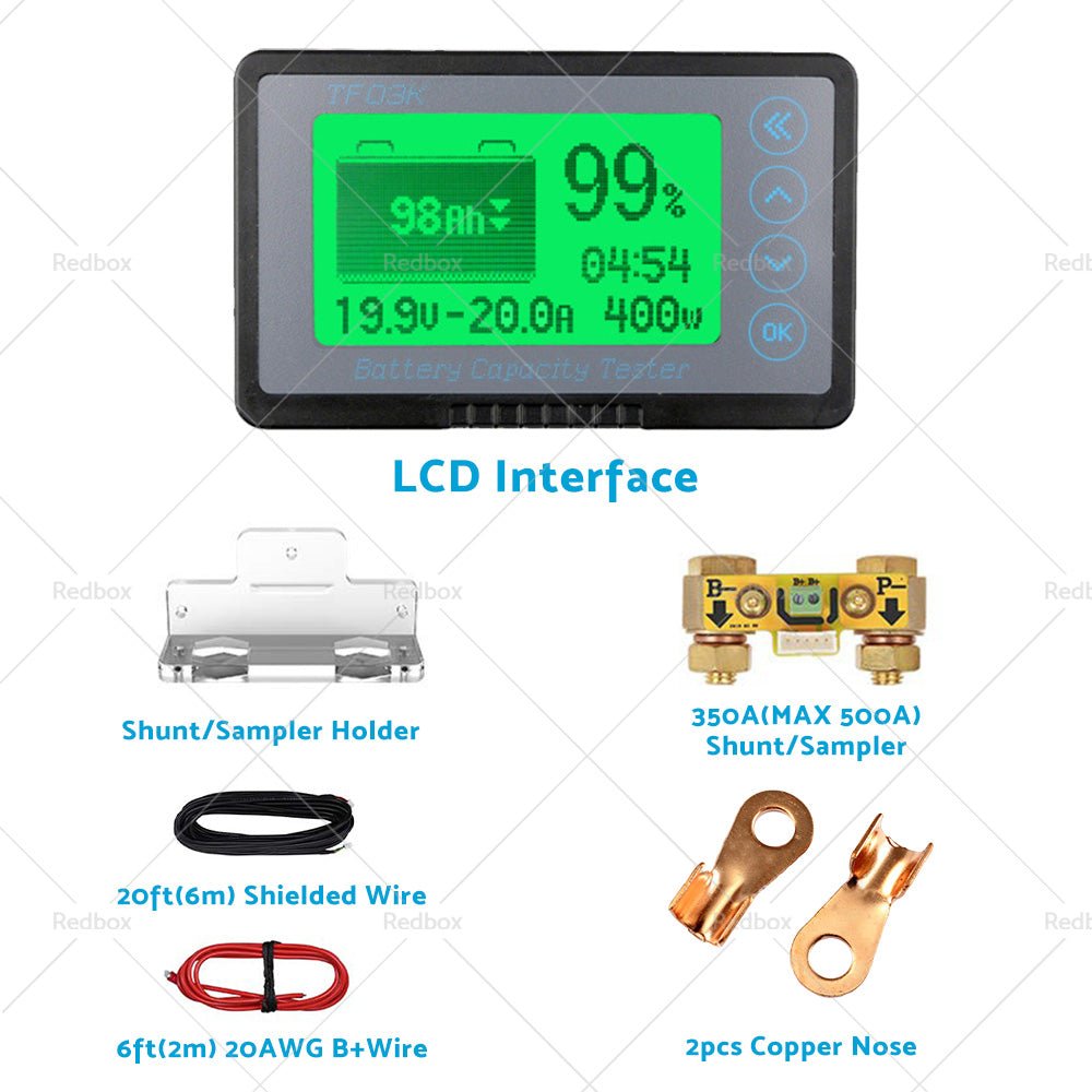 350A MAX 500A LCD Alarm Tester Capacity Display Lithium Battery Monitor Caravan - Frazy's Auto Parts