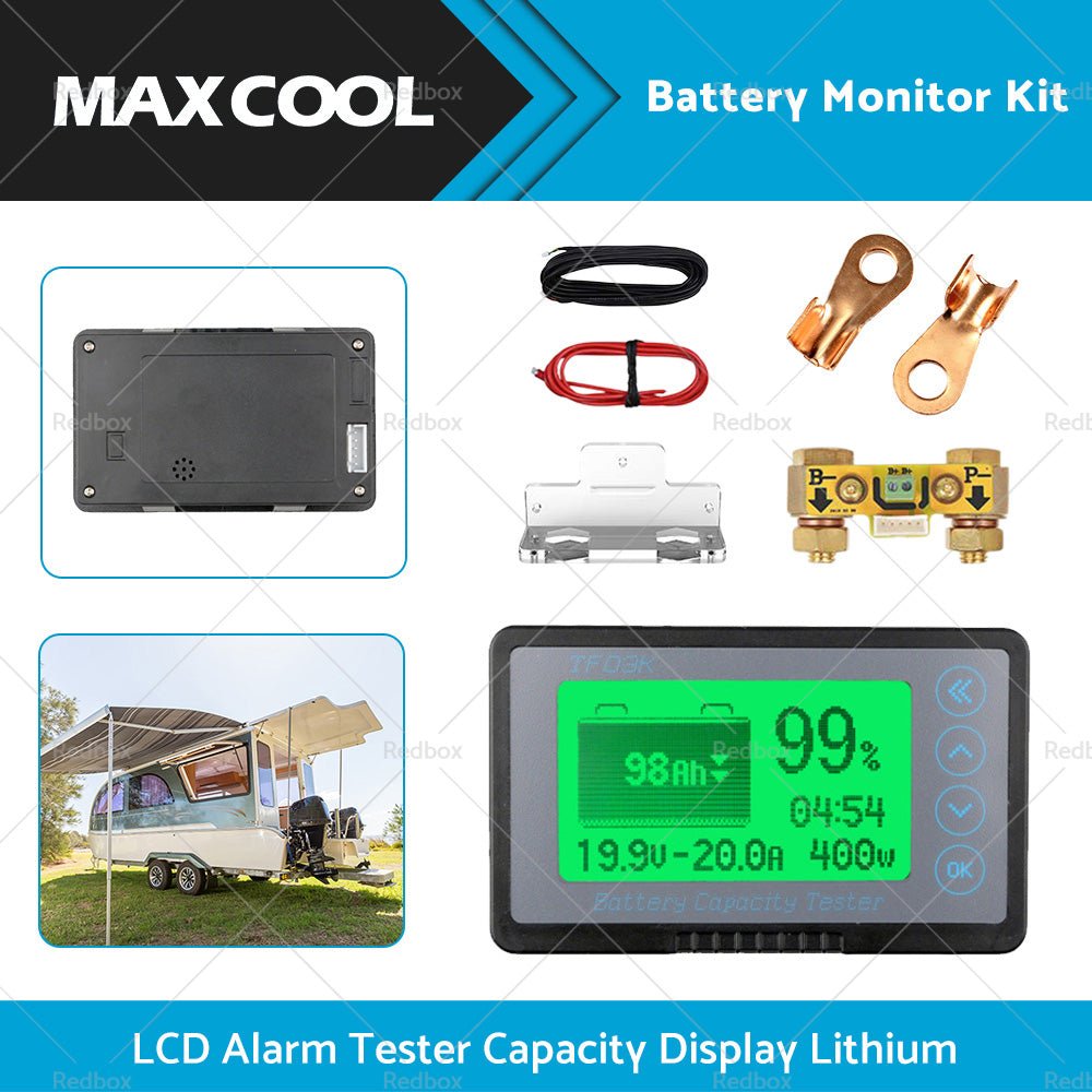 350A MAX 500A LCD Alarm Tester Capacity Display Lithium Battery Monitor Caravan - Frazy's Auto Parts