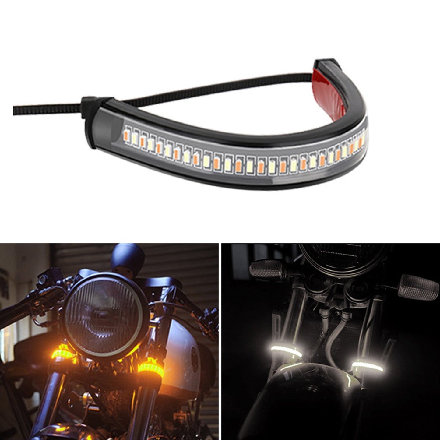 2x LED Universal Motorcycle Fork Turn Signal Indicator Blinker Amber Light Strip Suitable For Motorcycle-3