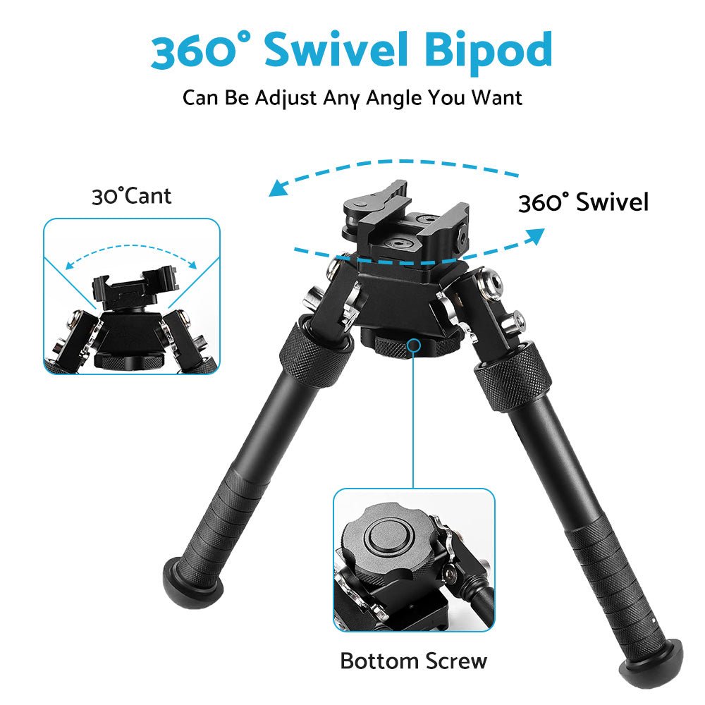 360 Angle Swivel QD Tactical 6. 5 to9 Rail Pistol Hunting Shooting Rifle Bipod Mount - Frazy's Auto Parts