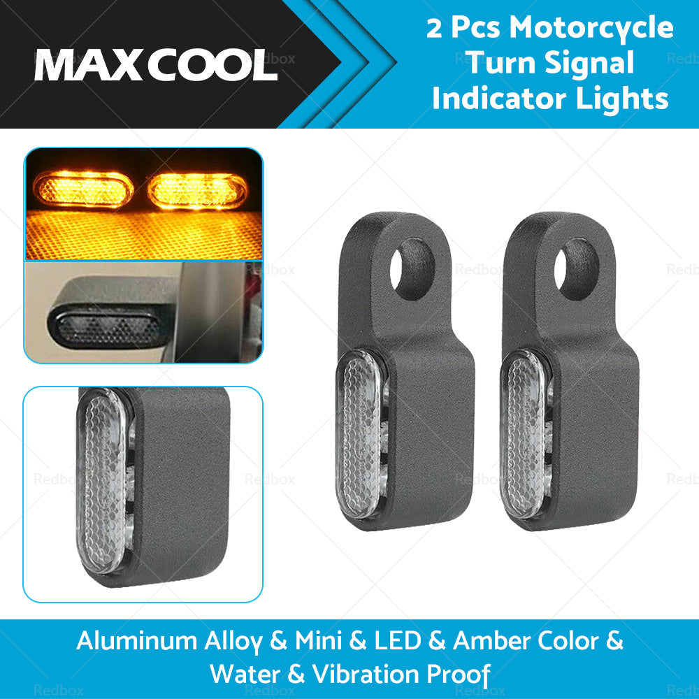 2x Mini LED Motorcycle Turn Signal Indicators Suitable For Amber Blinker Light – Black 3LED-1