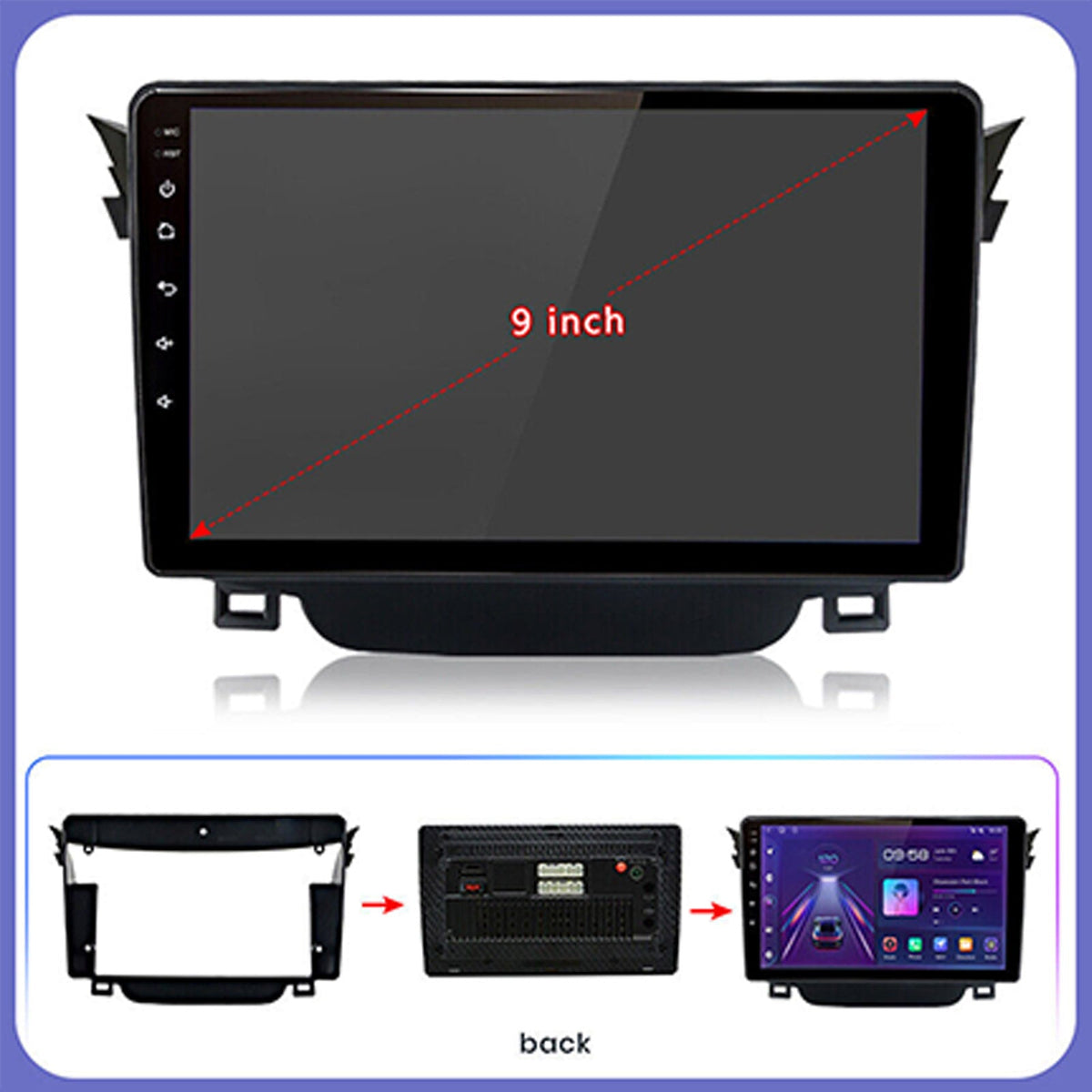 In-Dash Units 9" Touch Screen Stereo CarPlay Suitable For Toyota Corolla 2009-13-2
