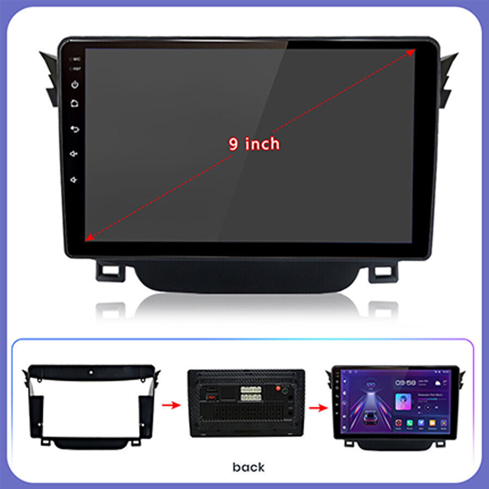 In-Dash Units 9" Touch Screen Stereo CarPlay Suitable For Toyota Corolla 2009-13-2