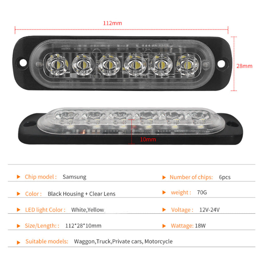 10x Amber Strobe Light 6 LED Grill Mount Flashing Beacon Suitable For Recovery Breakdown Use-3