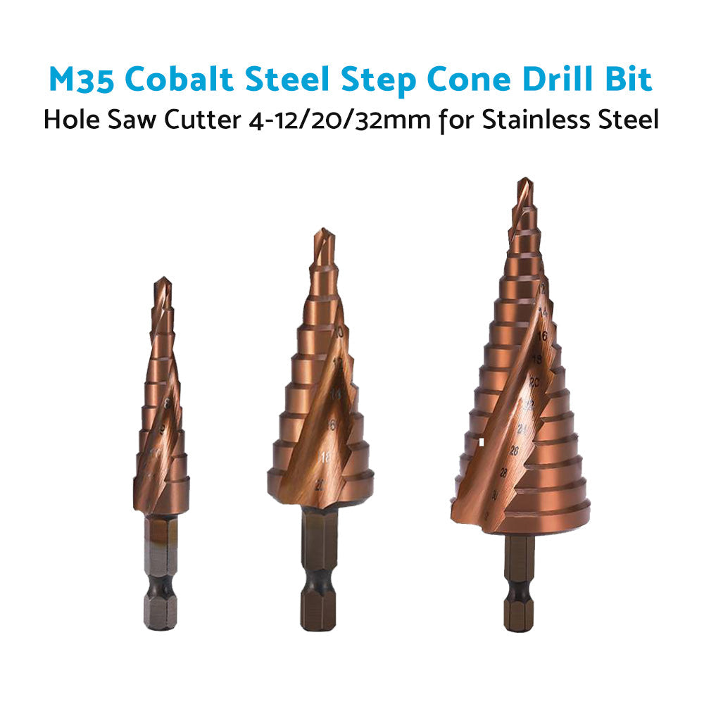 Cobalt Steel Step Cone Drill Bit Hole Cutter 4-12/20/32mm for Stainless Steel-1