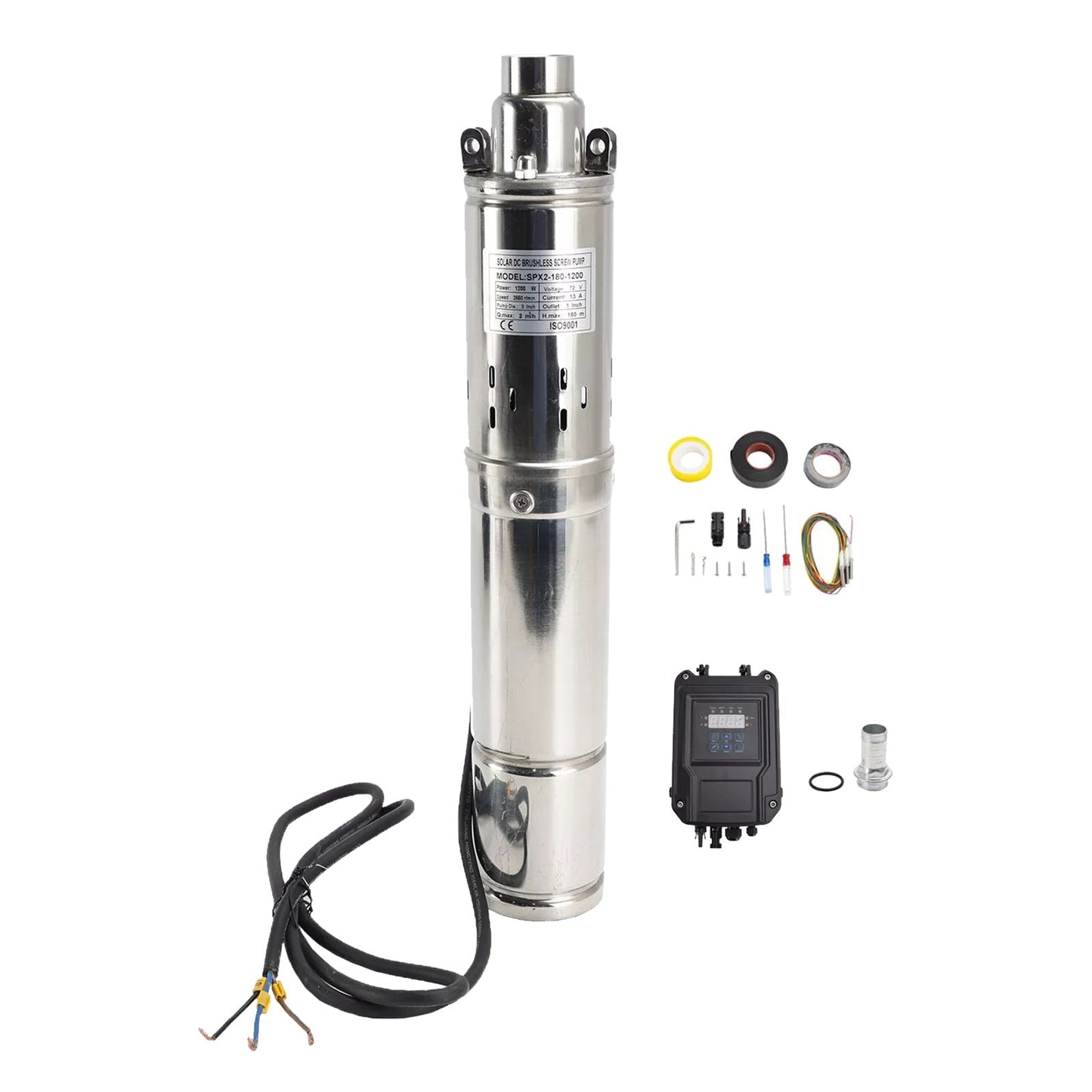 3in 72V 1.2KW Solar Bore Pump Submersible Deep Well MPPT Screw Head 180M - Frazy's Auto Parts