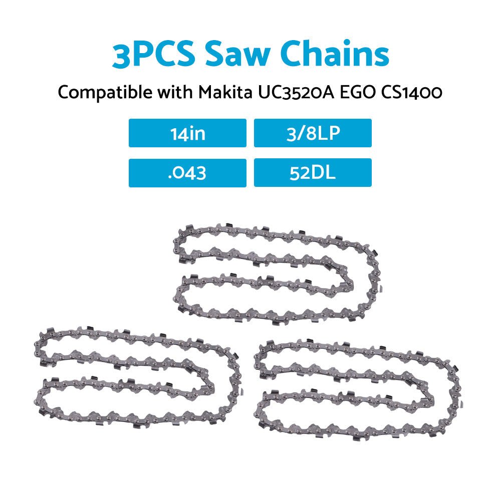 3PCS Chainsaw Chain 14inch 52DL 3 8LP. 043 Suitable for MAKITA UC3520A EGO CS1400 - Frazy's Auto Parts