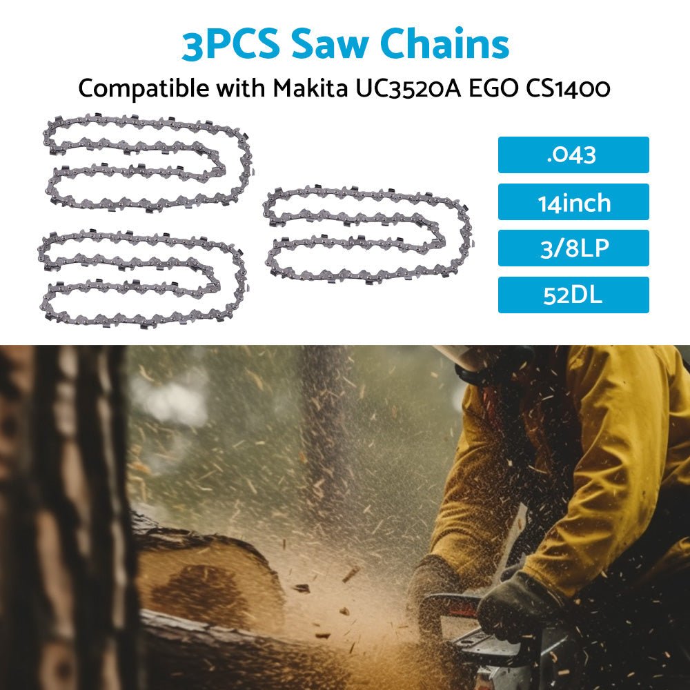 3PCS Chainsaw Chain 14inch 52DL 3 8LP. 043 Suitable for MAKITA UC3520A EGO CS1400 - Frazy's Auto Parts