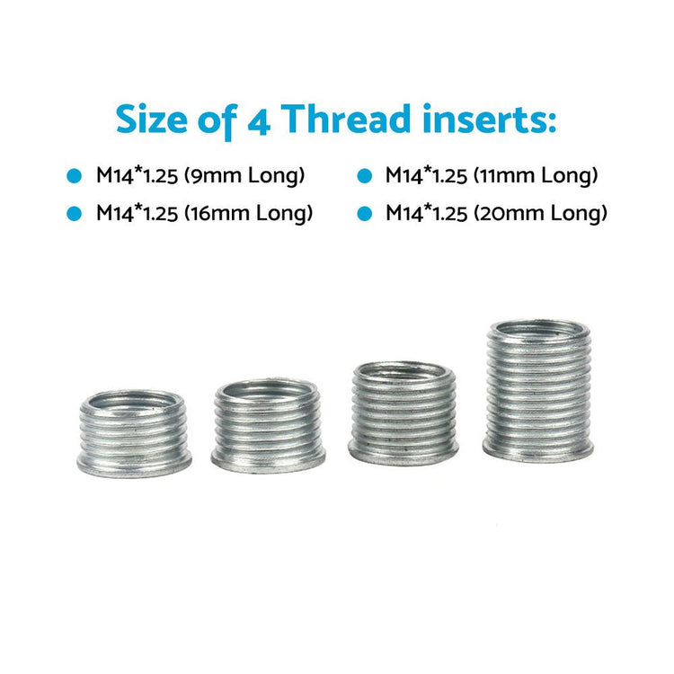 4 Inserts Helicoil Thread Reamer Tap Repair and 14MM Spark Plug Repair Kit - Frazy's Auto Parts