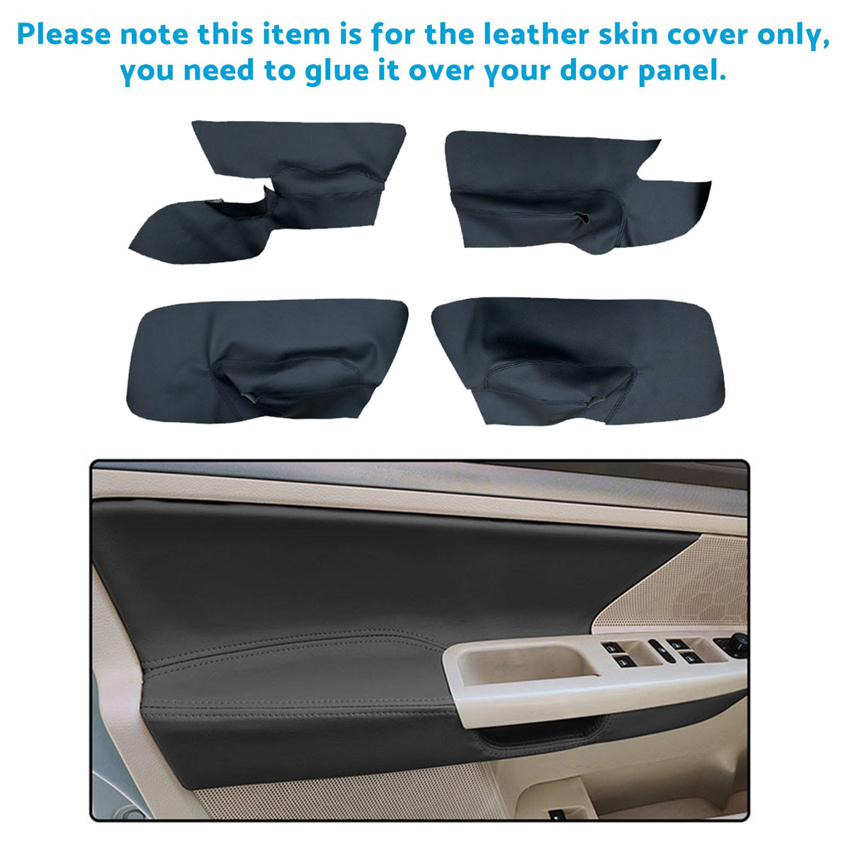 4x Black Leather LH RH Door Armrest Panel Cover Suitable For VW Jetta Golf MK5-4