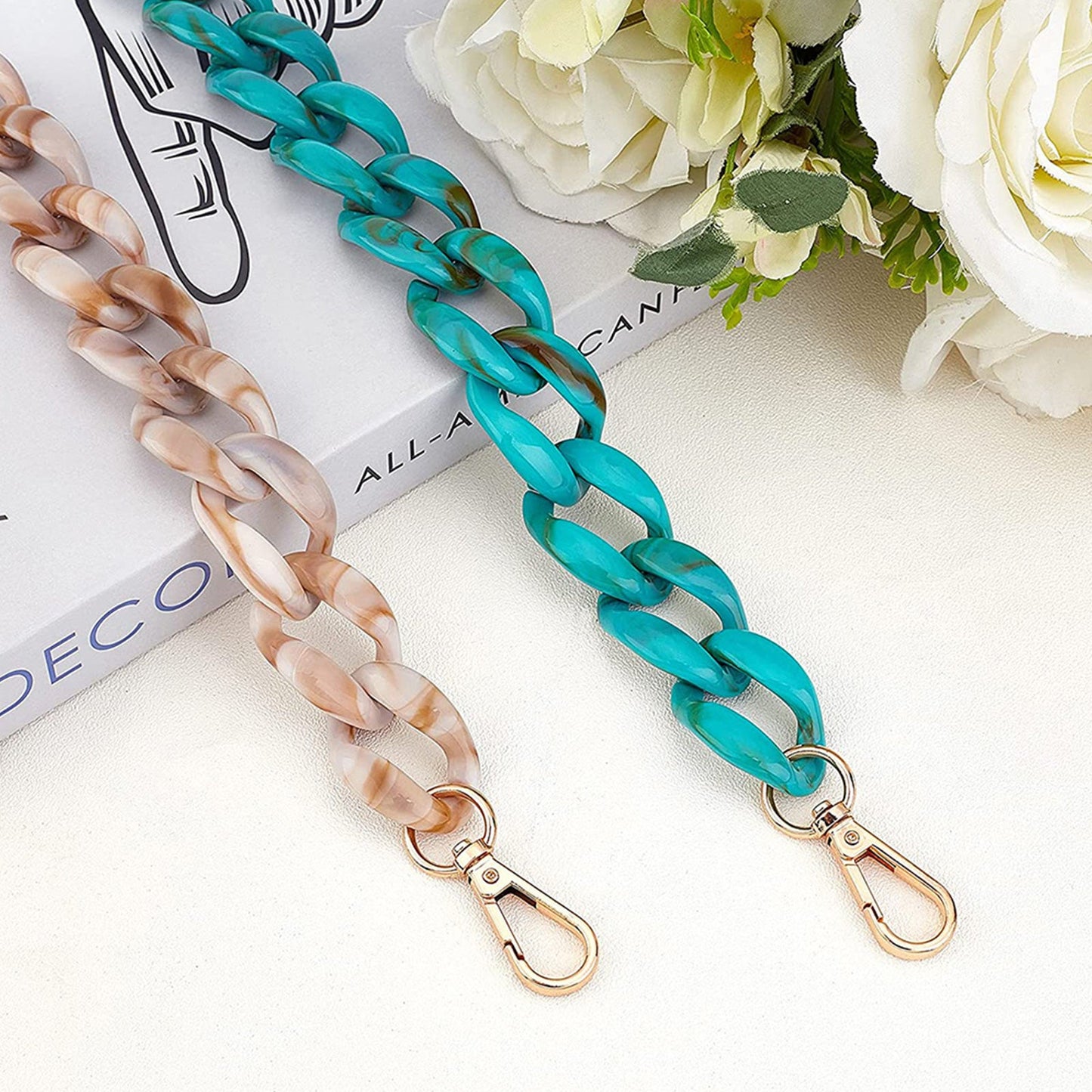 2PCS Resin Purse Chain Handle Acrylic Bag Strap Detachable Purse Clutches Handle-3