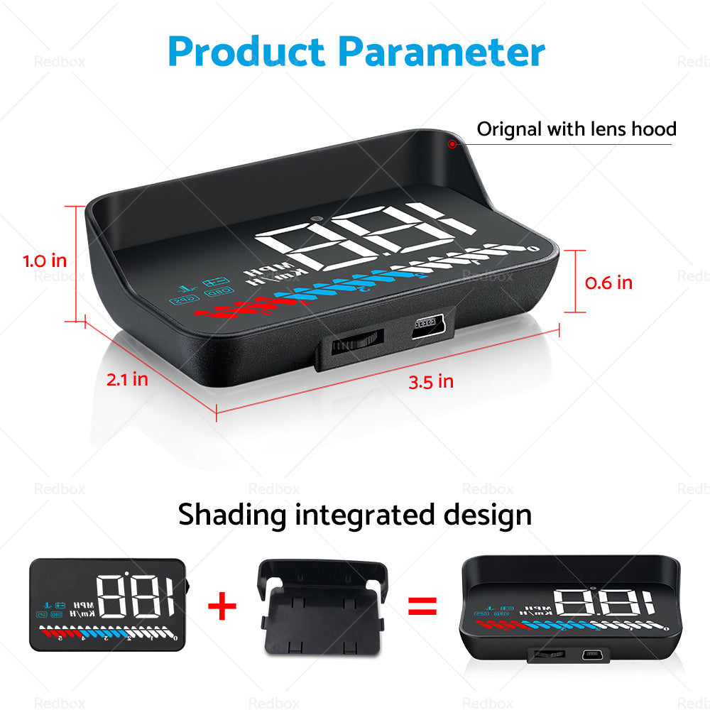 Head Up Display Car Universal OBD GPS Dual System 3. 5inch HUD Speed Alarm Voltage-4