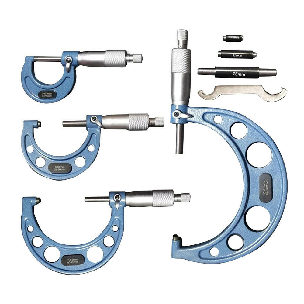 4x Outside Micrometer Set 0–100mm Carbide Tip Precision Measuring Tool 0.01mm Suitable For Machinist-1