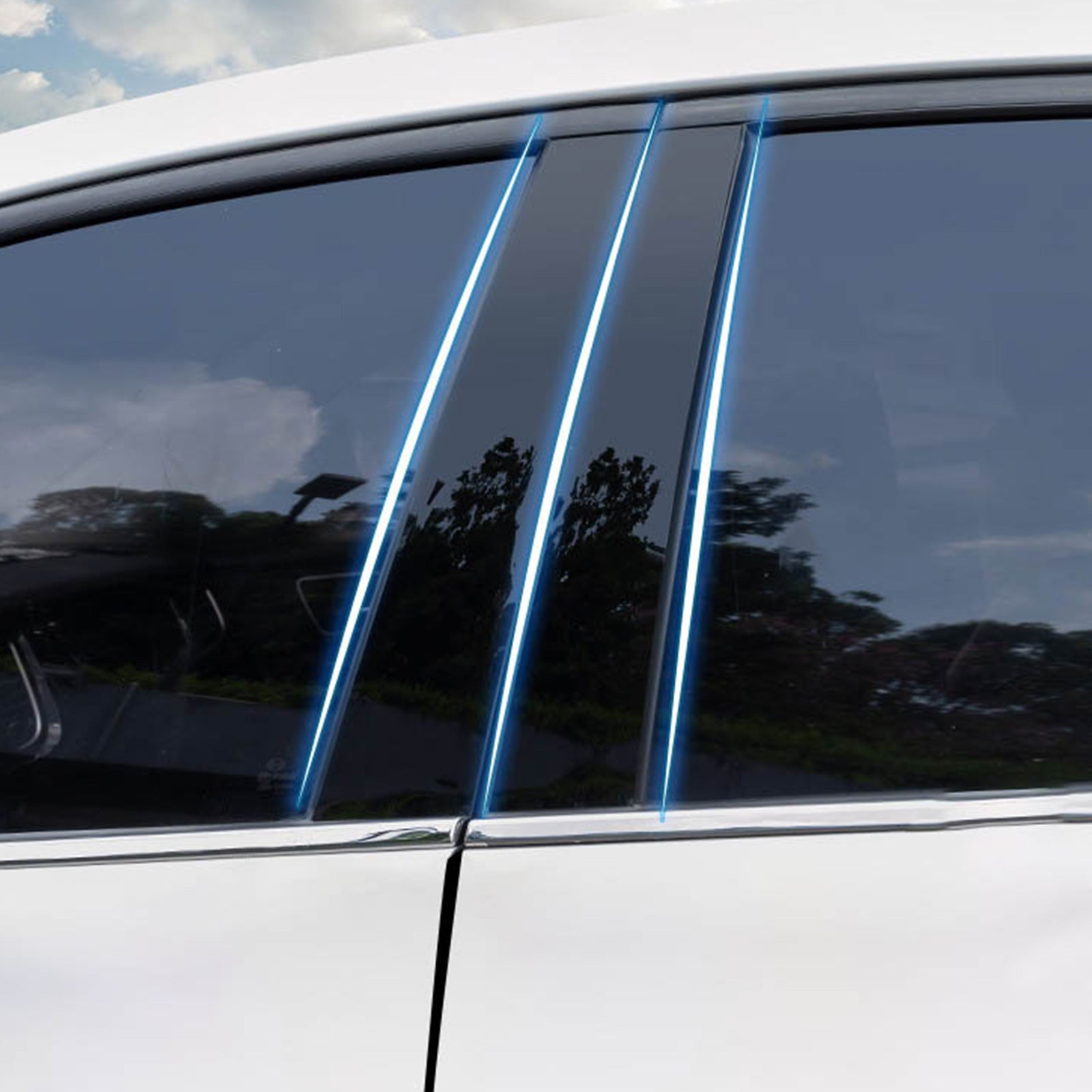 6x Black Pillar Post Cover Trims Suitable For Honda Civic 2022-1
