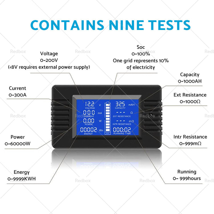 50-300A LCD Display DC Battery Monitor Meter 200V Voltmeter Amp For RV System-4