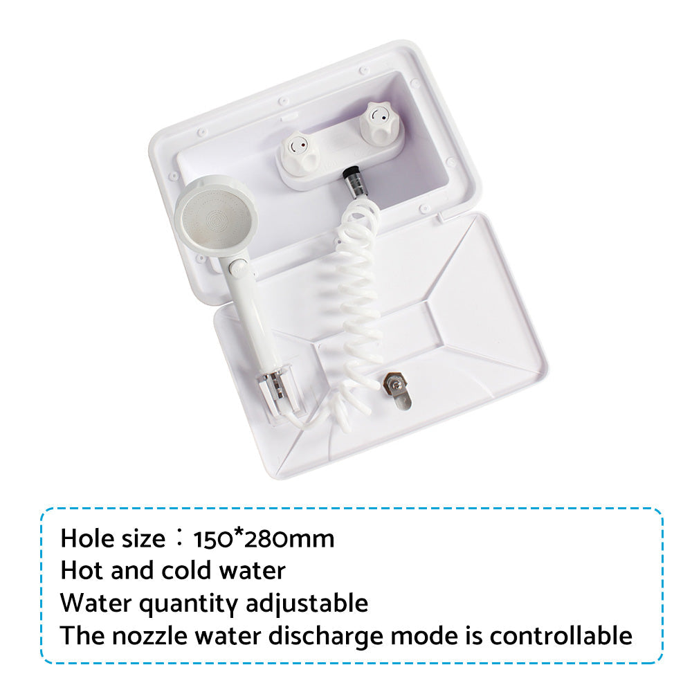 1 Set External RV Caravan Shower Box Exterior Faucet Camper Trailer Boat White-2