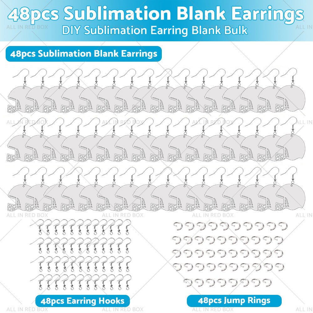 48PCS Sublimation Helmet Earring Blank MDF Double - Sided w Hook and Jump Ring - Frazy's Auto Parts