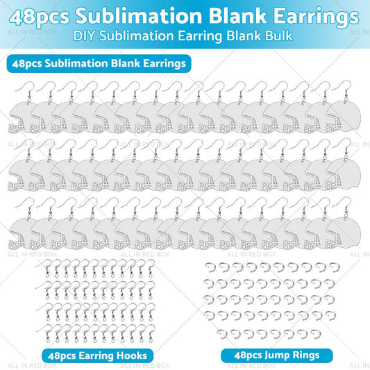 48PCS Sublimation Helmet Earring Blank MDF Double - Sided w Hook and Jump Ring - Frazy's Auto Parts