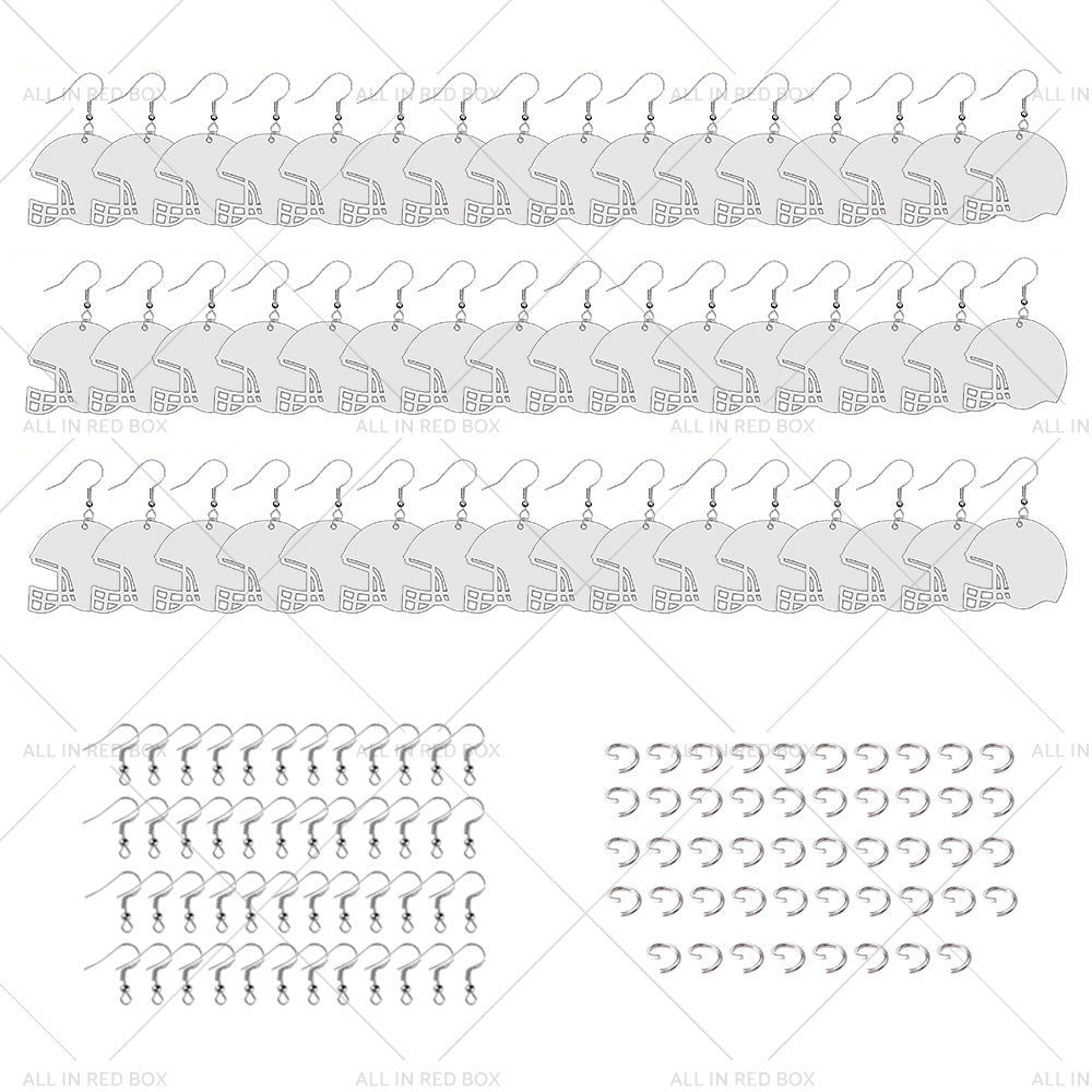 48PCS Sublimation Helmet Earring Blank MDF Double - Sided w Hook and Jump Ring - Frazy's Auto Parts