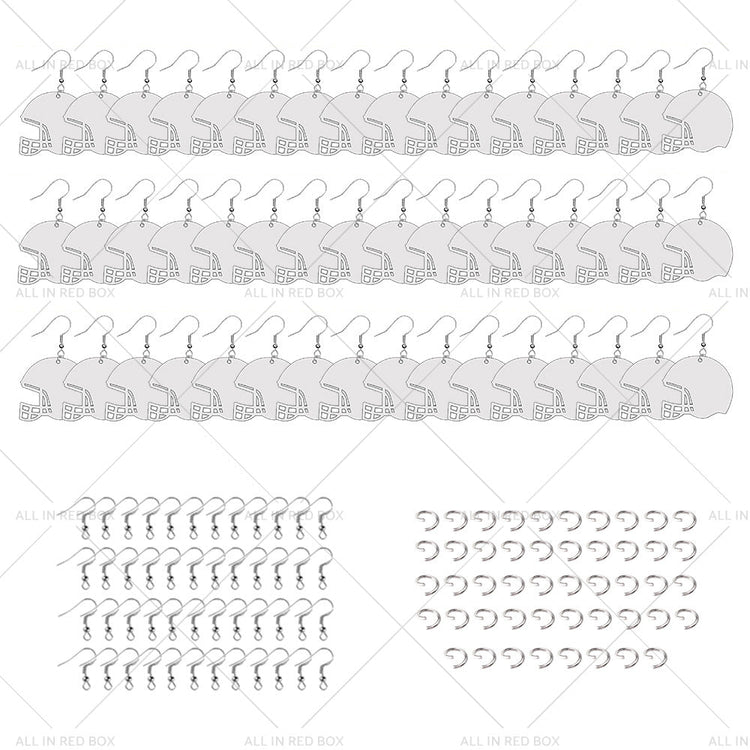 48PCS Sublimation Helmet Earring Blank MDF Double - Sided w Hook and Jump Ring - Frazy's Auto Parts
