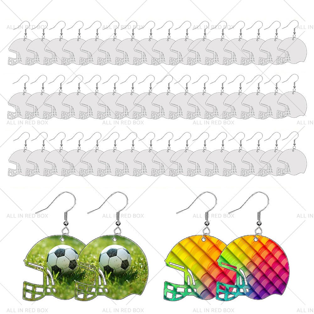 48PCS Sublimation Helmet Earring Blank MDF Double - Sided w Hook and Jump Ring - Frazy's Auto Parts