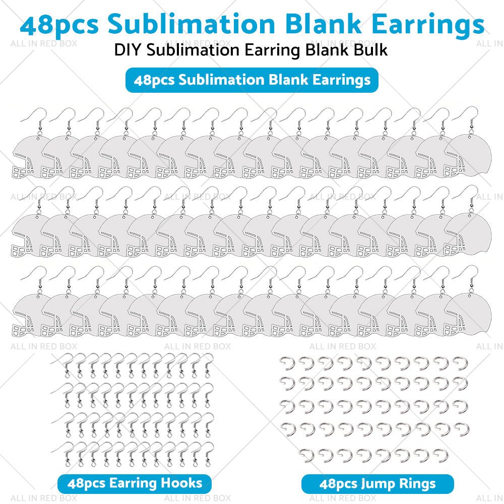 48PCS Sublimation Helmet Earring Blank MDF Double - Sided w Hook and Jump Ring - Frazy's Auto Parts