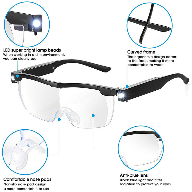 Unisex Magnifying Glasses Loupes 180percent HD Vision Magnifier With LED Lighting Lamp-4