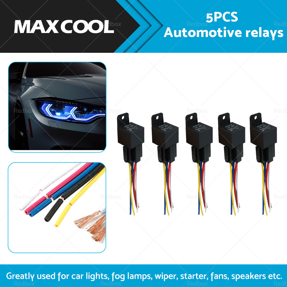 SPDT Automotive Relay With Harness Socket 5x 24V 40A 5 Pin For Car Yacht Caravan-1