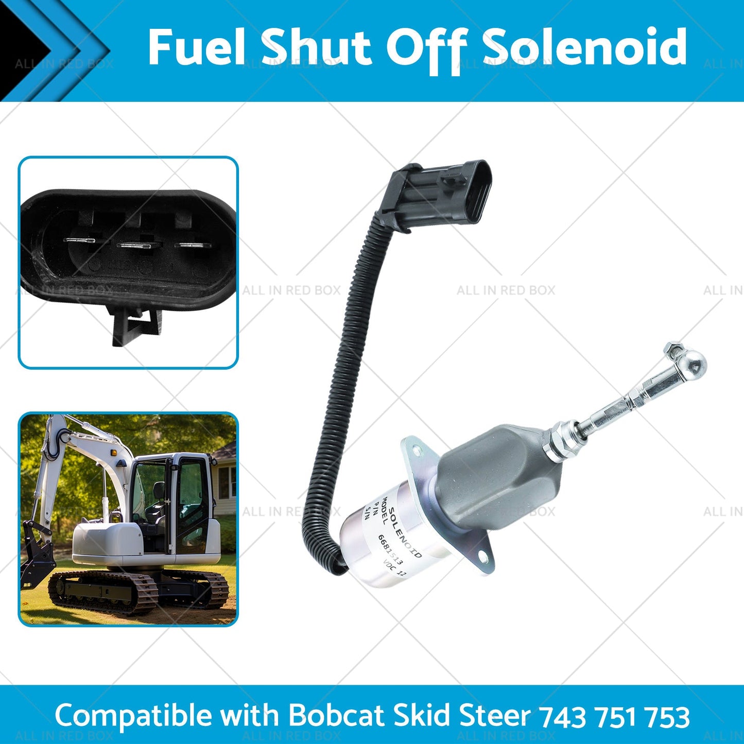 Fuel Shut Off Solenoid Kit Suitable For Bobcat Skid Steer 743 / 751 / 753 / T190 / S185-1