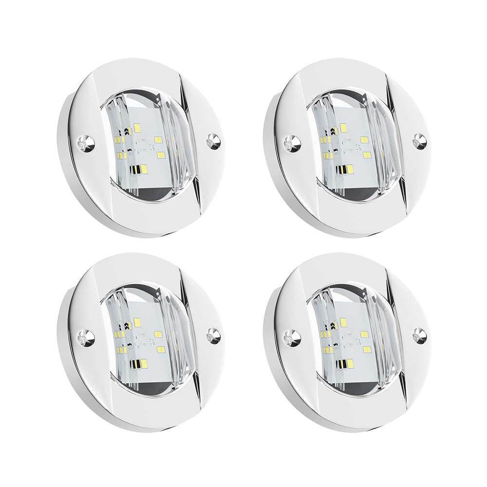 4x Round LED Marine Boat Cabin & Deck Courtesy Lights Suitable For Walkway – White Stern Light-0