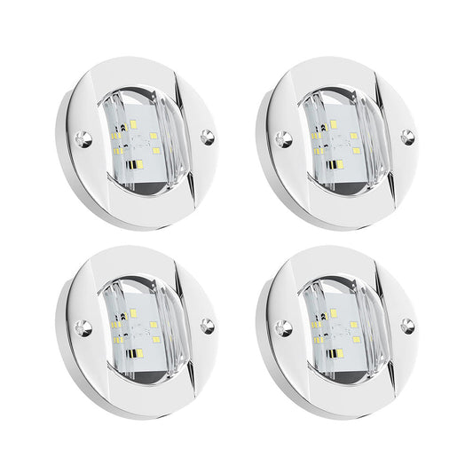 4x Round LED Marine Boat Cabin & Deck Courtesy Lights Suitable For Walkway – White Stern Light-0