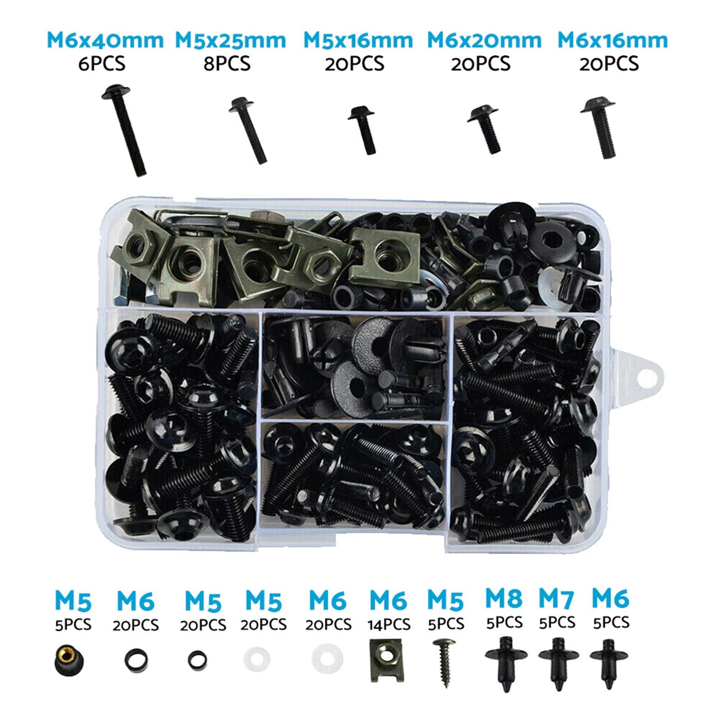 195x Motorcycle Fairing Bolts & Body Screws Suitable For Kawasaki, Ducati & Honda-4
