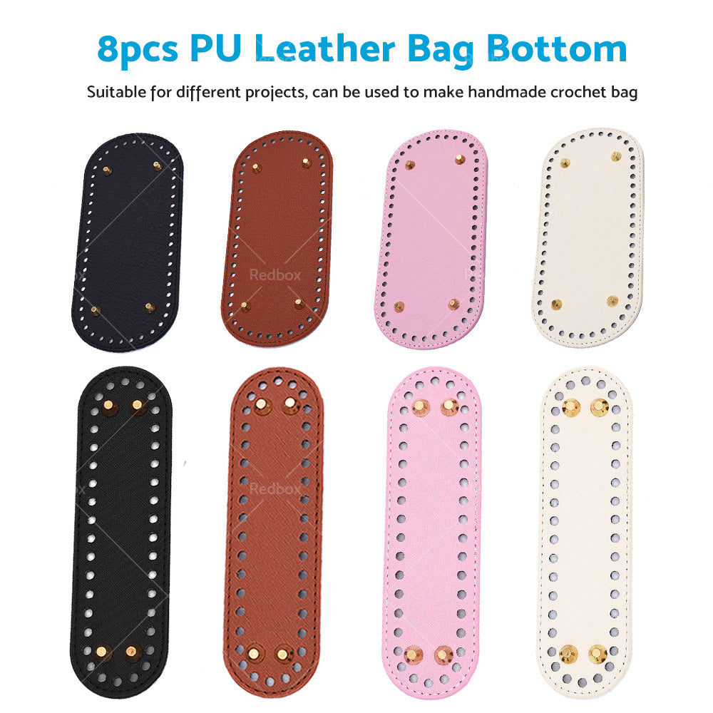 8PCS PU Leather Shaper Base Pad DIY Crochet Bag Bottom Oval Knitting Accessories-1